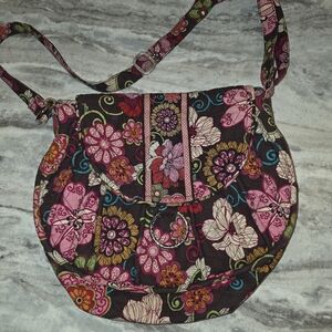 Vera Bradley Crossbody Shoulder Handbag Day And Night Burgundy Pink Floral